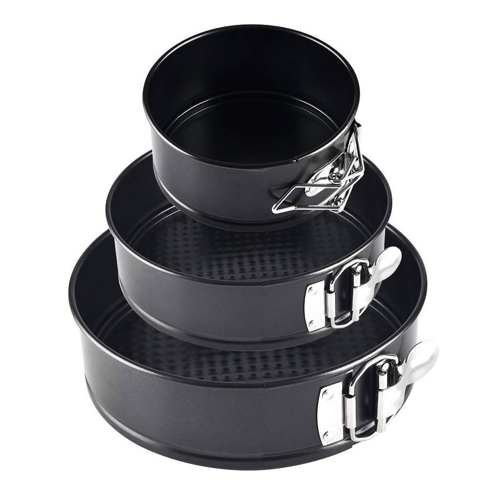 Round Cake Pan Set - 3 Piece for Baking, Professional-Grade High-Carbon ...