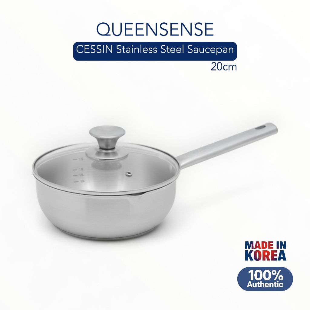 [Queensense] CESSIN 20cm 5-Ply Stainless Steel Saucepan with Glass Lid ...