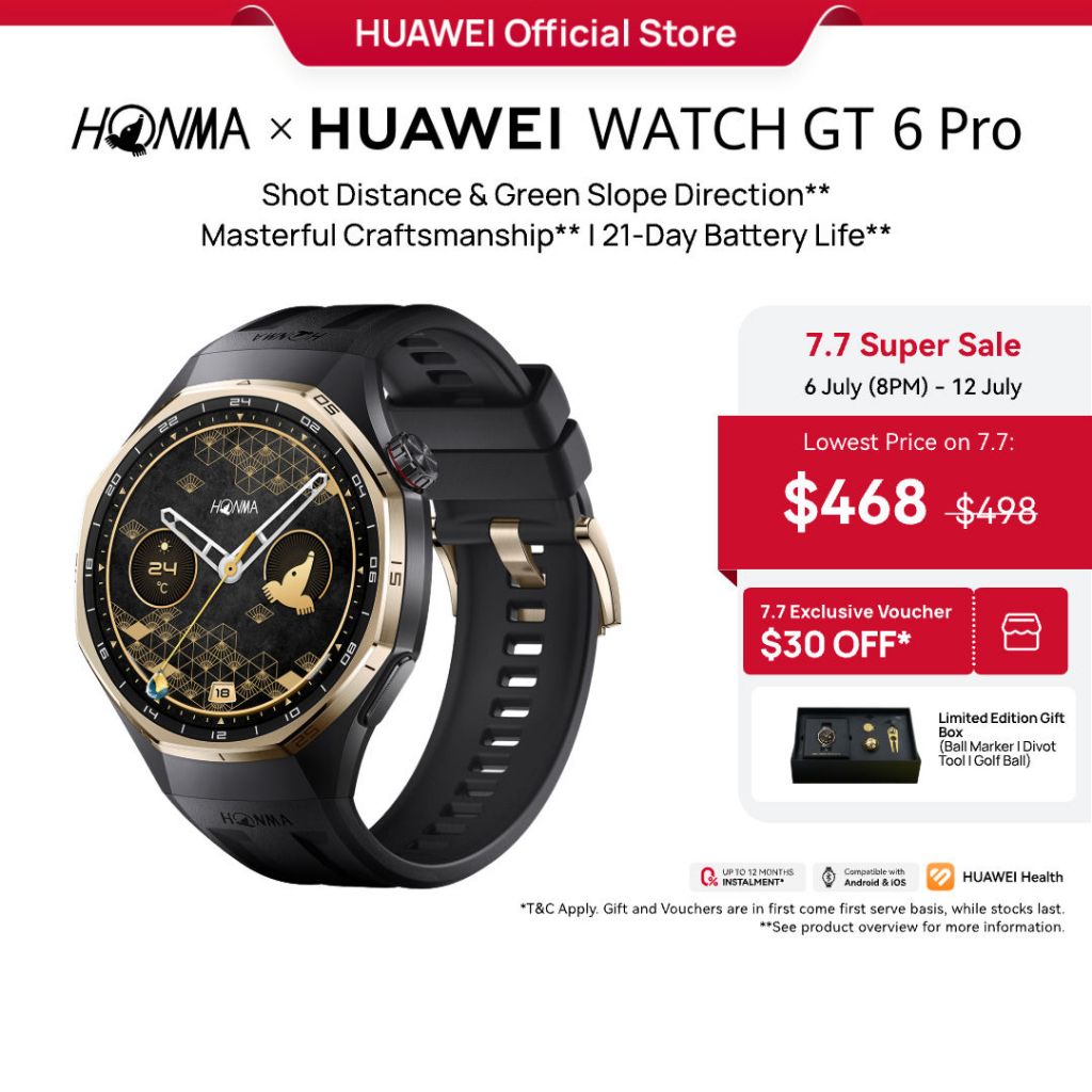 HONMA x HUAWEI WATCH GT 6 Pro Smartwatch | Shot Distance and Green