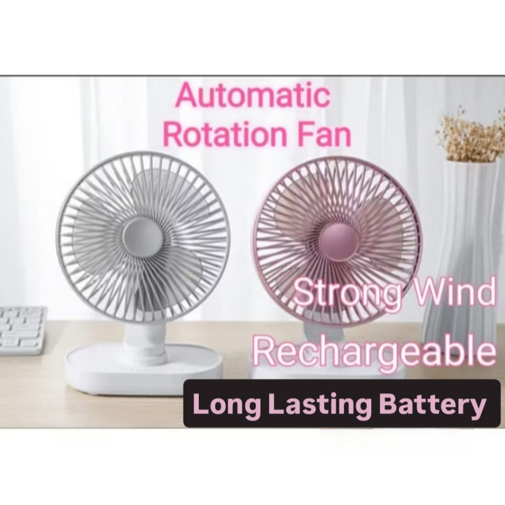 SG Wireless Auto Rotate Portable Fan Rechargeable Oscillation Table ...