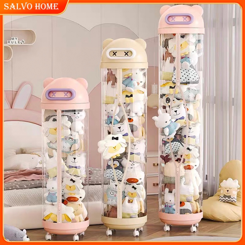 Salvo PVC Doll Storage Box Transparent Cylindrical Toy Storage Bucket ...