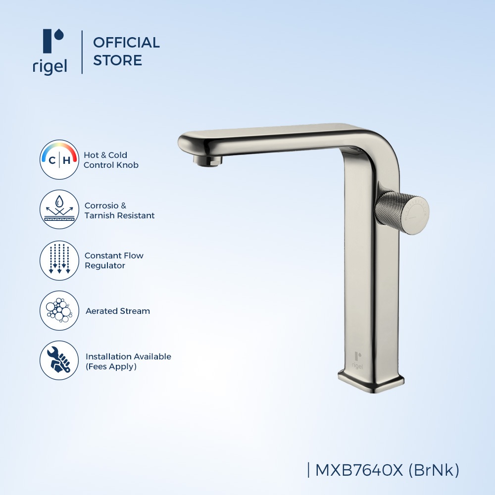 RIGEL Brushed Nickel Basin Mixer Tap MXB7640X (BrNK) | Shopee Singapore