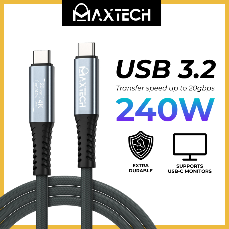 MaxTech USB to Type C to Type C Cable MaxSpeed USB 3.2 240W Super Fast ...