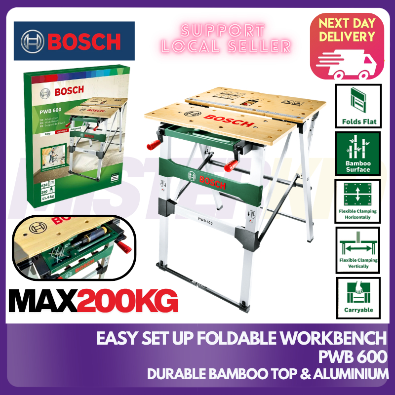 BOSCH PWB 600, Light & Quick Foldable Workbench With Durable Waterproof ...
