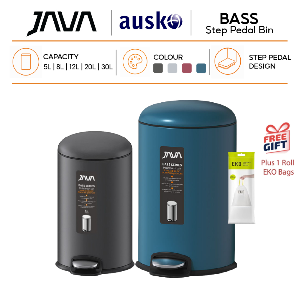JAVA Dustbin | BASS | JH8853 | 5L, 8L, 12L, 20L, 30L | Step Dustbin ...