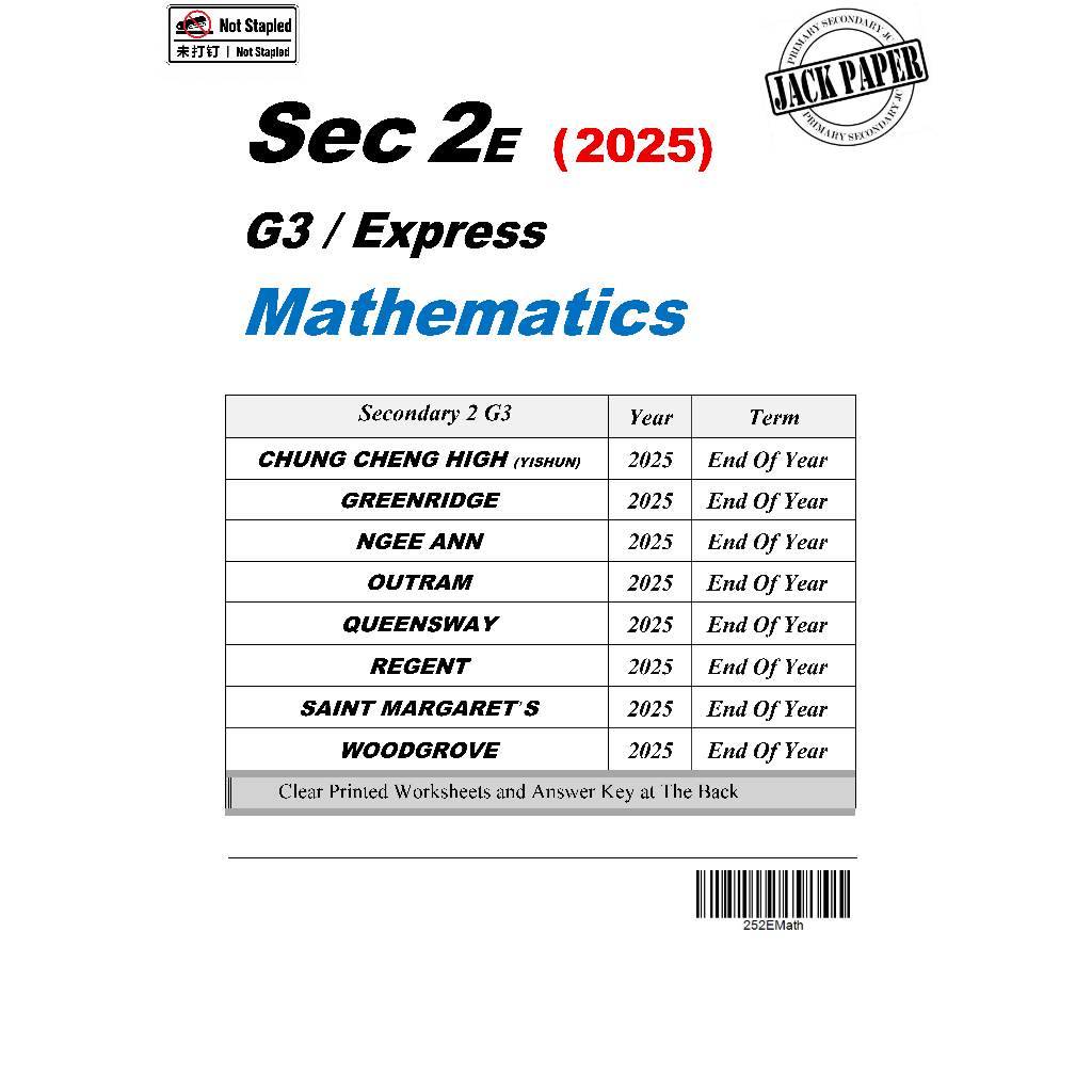 Secondary 2 Mathematics (G1 G2 G3) Express NA NT | Shopee Singapore