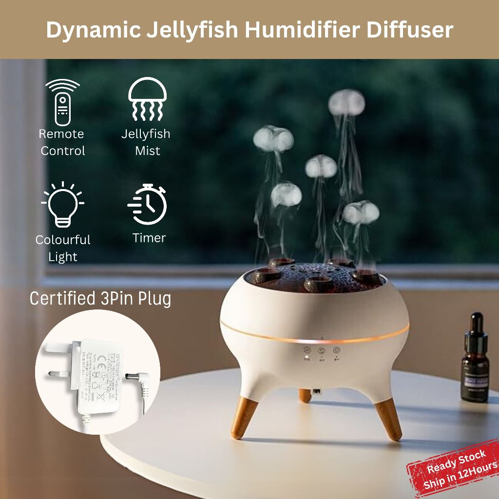Diffuser Aroma Diffuser 250ml Essential Oil Jellyfish Mist Flame Light ...