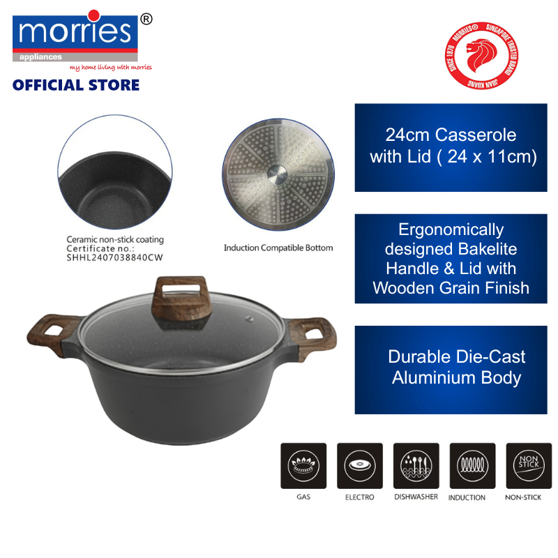 Morries 24cm Casserole Pot with Lid MS190SPL ( Induction Compatible ...