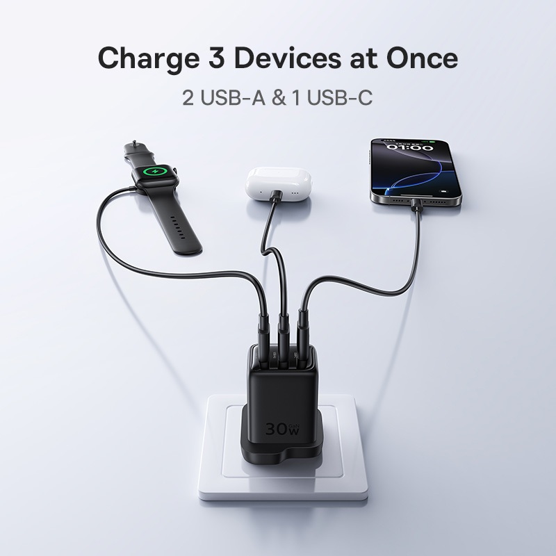 Baseus FN11 GaN Tech 2U+C 30W Fast Charger Travel Charger Advanced Chip ...