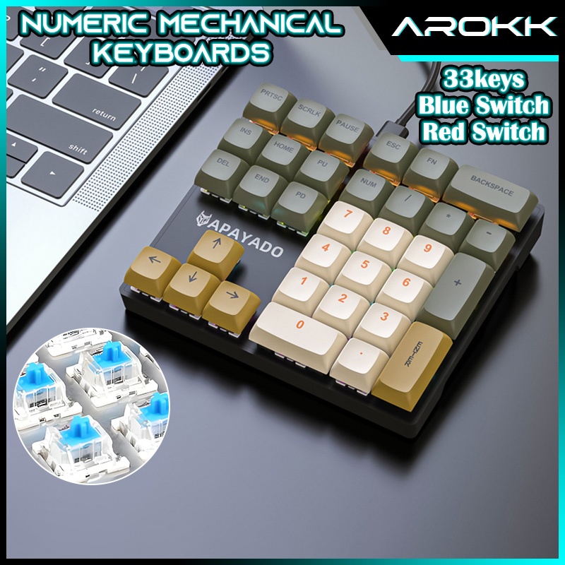 SG丨33Keys Mechanical Numeric Keyboard Numpad Blue Switch Red Switch ...