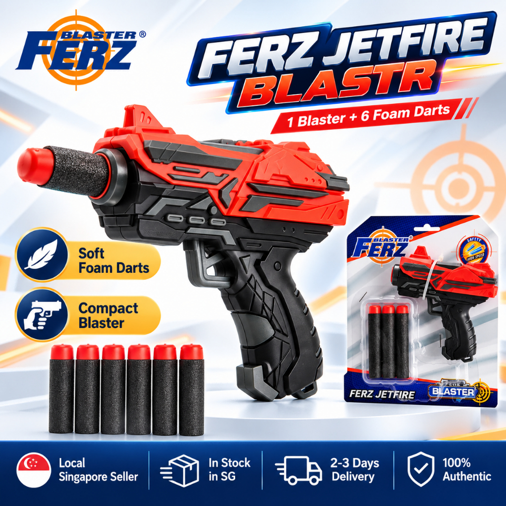 FERZ JetFire Blaster Soft Bullet Toy Gun, Compact Manual Dart Blaster ...