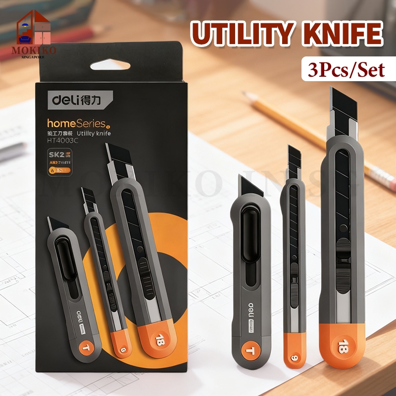 【SG】3Pcs Utility Knife Set Heavy Duty Auto Retractable Knife Cutter ...