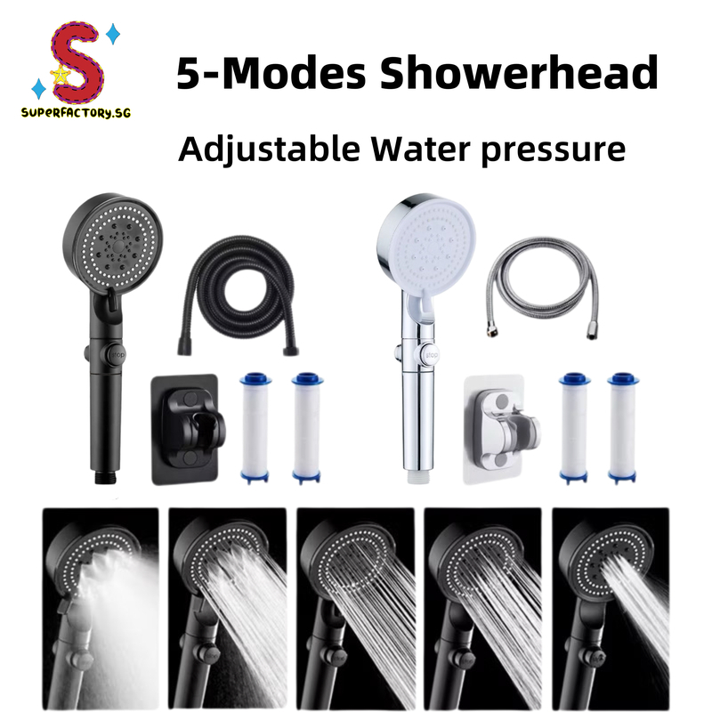 [SG Stocks]5 Modes High Pressure Shower Head Handheld adjustable water ...
