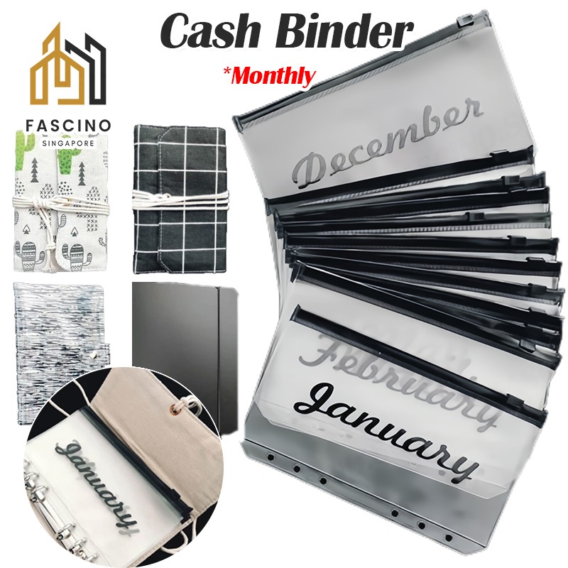 【SG】A6 Cash Binder Monthly Budget Money Storage Planner 12PCS Envelope ...