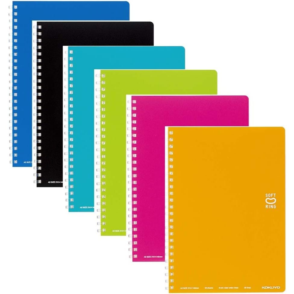 KOKUYO Soft Ring Notebook, Dotted Lines, A5 Size, 6-Color Set, Su ...