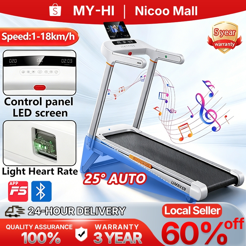 [NICOO] Foldable Treadmill Auto 20 Levels Incline Bluetooth APP Heart ...