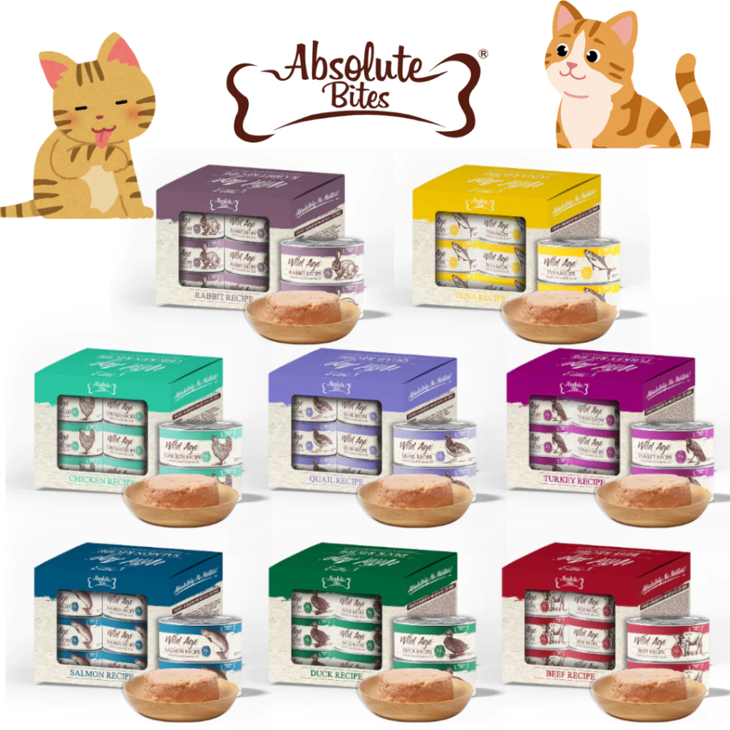 Absolute Bites Cat Wild Age Canned Food 80g x 6 | Quail Rabbit Chicken ...