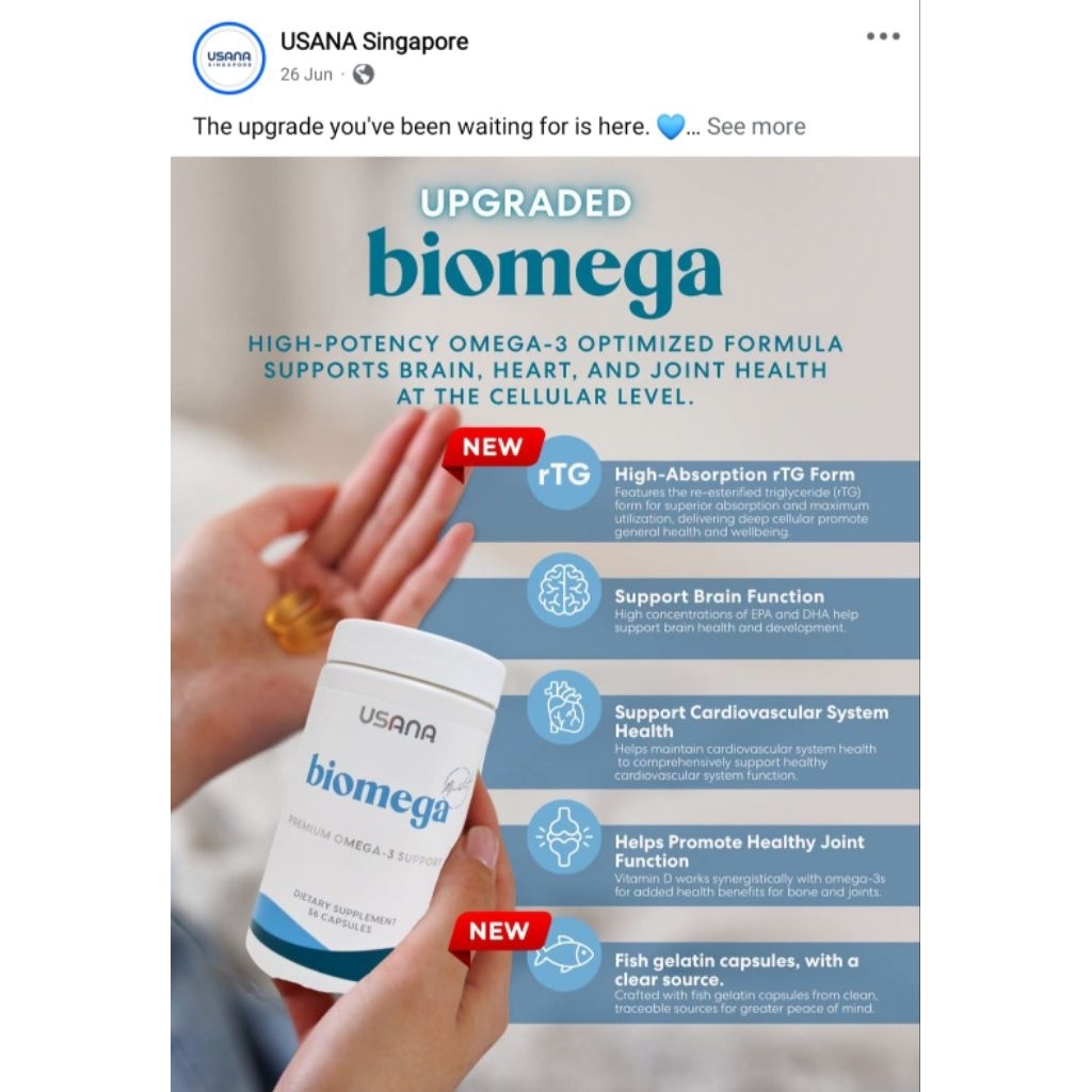[Ready SG Stock] USANA BiOmega® | 56 Tablets | Omega-3 + Vitamin D ...