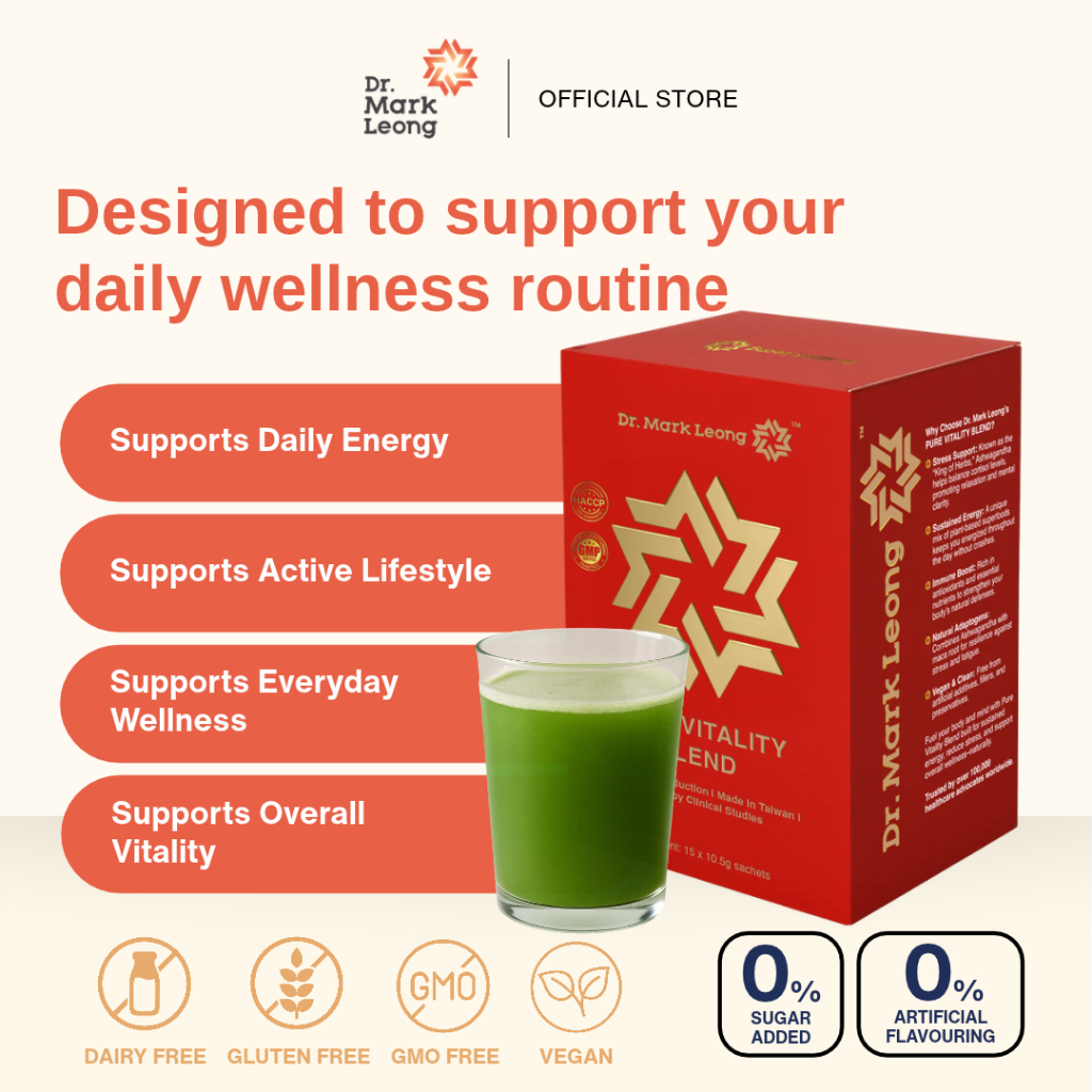 [1 Box]Dr. Mark Leong Pure Vitality Blend Super Green Powder 11 ...