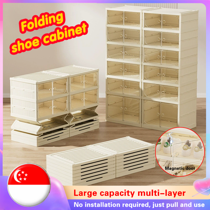 [SG] Multi-Layer Foldable Shoe Cabinet Installation Free Foldable Shoe ...