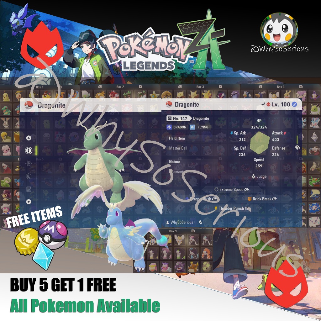 Nintendo Switch Pokemon Legends ZA Shiny Battle Ready Dragonite ...