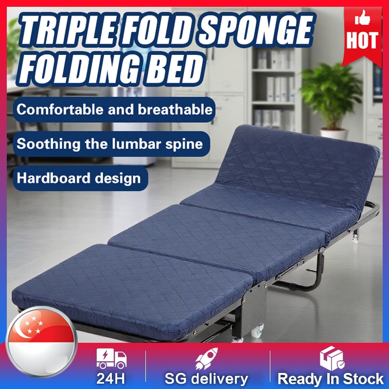 ⚡SG Next Day Delivery⚡Office Metal Folding Bed Thickened Sponge Triple ...