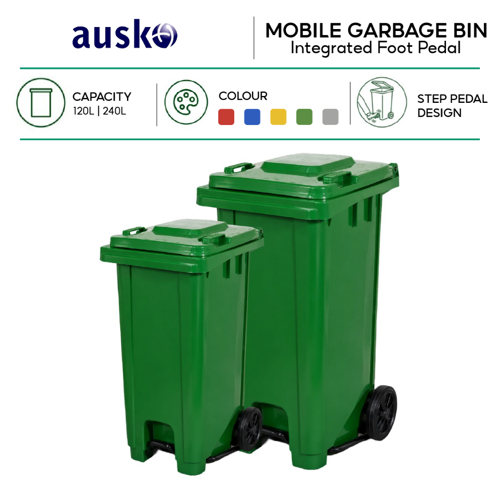 AUSKO | Recycling Integrated Foot Pedal Bin | 120L | 240L | MGB ...