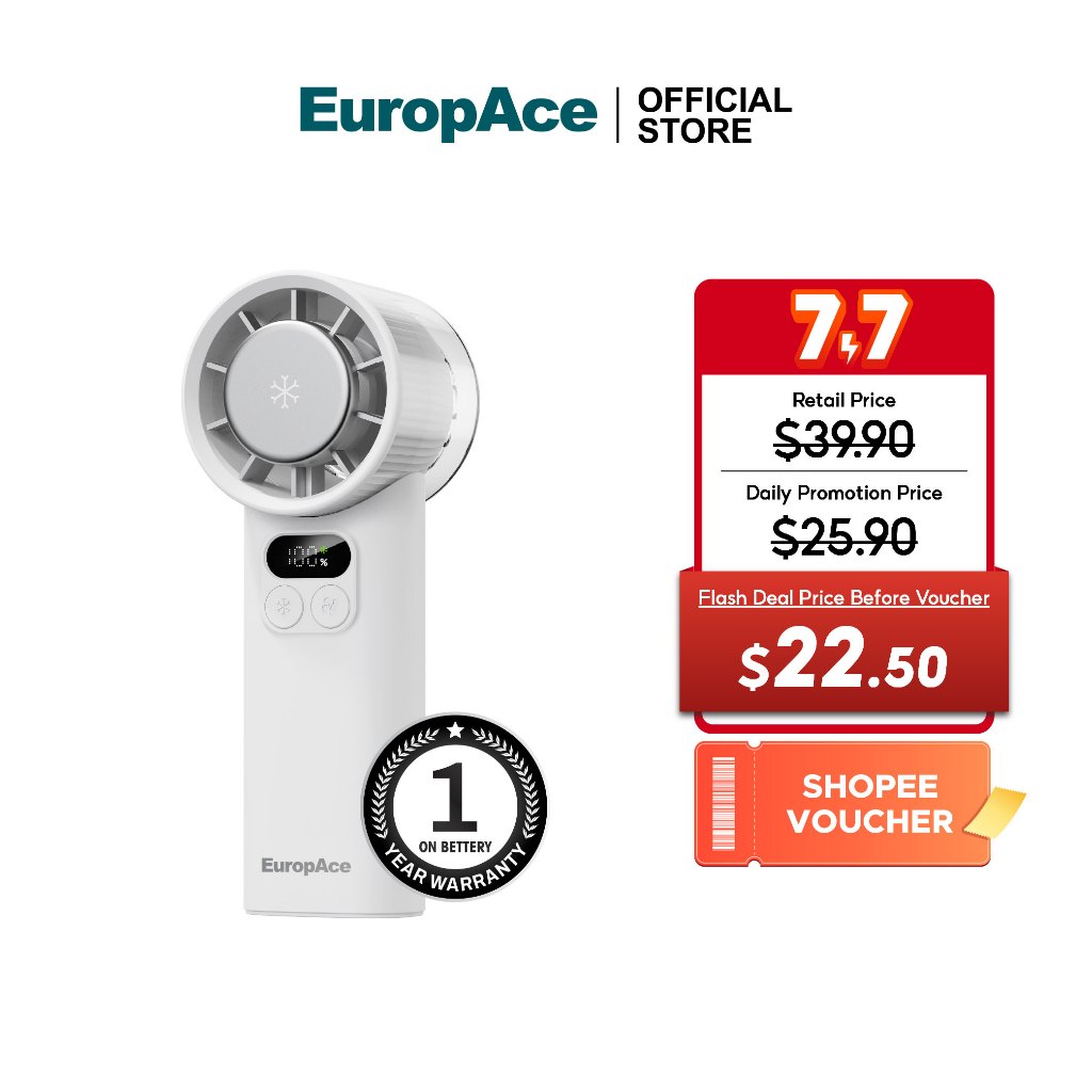 EuropAce USB Cooling Handheld Fan | EUFF6 | 200g handheld fan, 4000mAh ...
