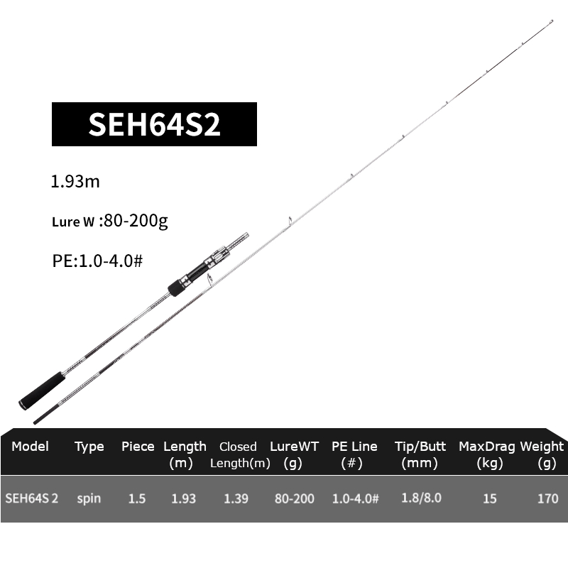 Ecooda GT-Fisher SteelCable Full Solid Slow Jigging Rod 6'4