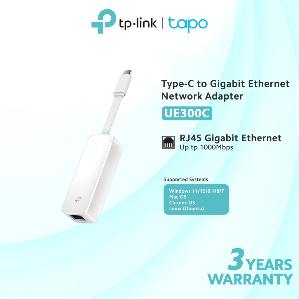 TP-Link USB Type-C to RJ45 Gigabit Ethernet Network Adapter UE300C ...