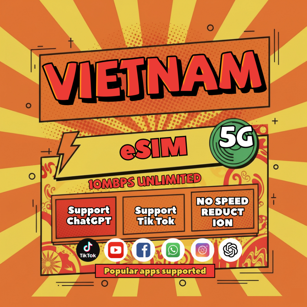 【Use within 3 days】Vietnam eSIM 4G/LET 5-15 Days Unlimited Data Instant ...
