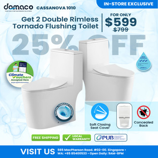 Domaco x Cassanova 1010 rimless double tornado toilet bowl | Shopee ...