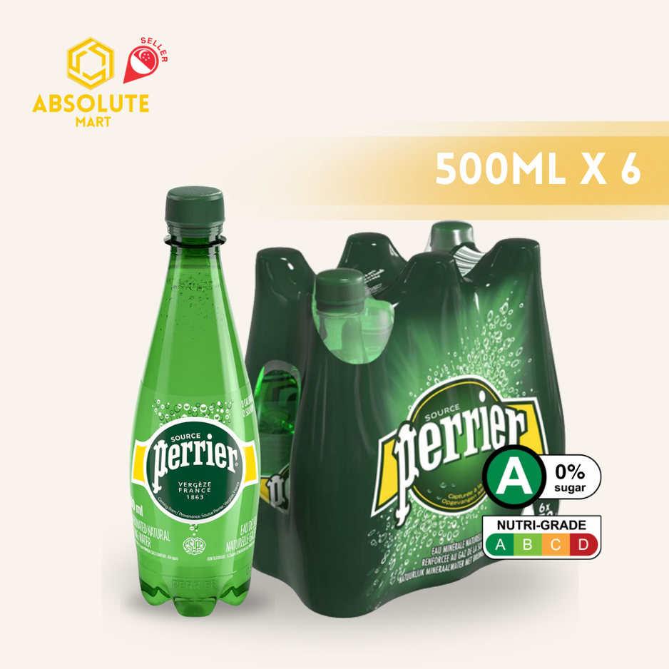 [SINGLE PACK] PERRIER Original Sparkling Mineral Water 500ML X 6 ...