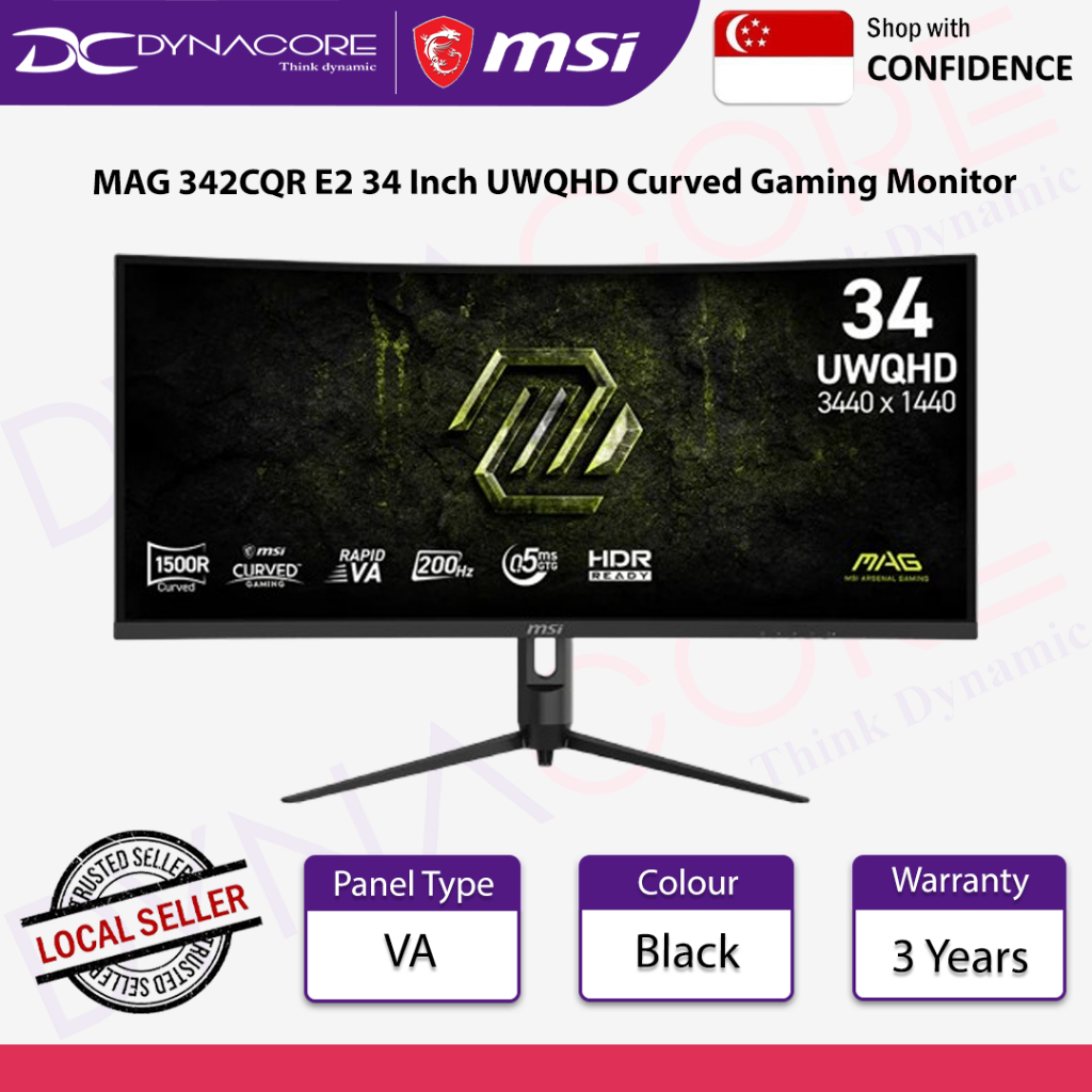 MSI MAG 342CQR E2 34 Inch UWQHD Curved Gaming Monitor - 1500R 3440 x ...