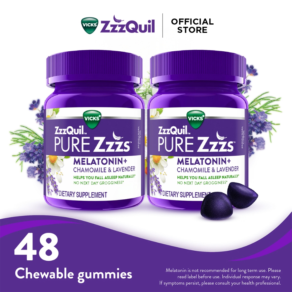 [Bundle of 2] Vicks ZzzQuil Pure Zzzs Melatonin Sleep Aid Gummies (24 ...