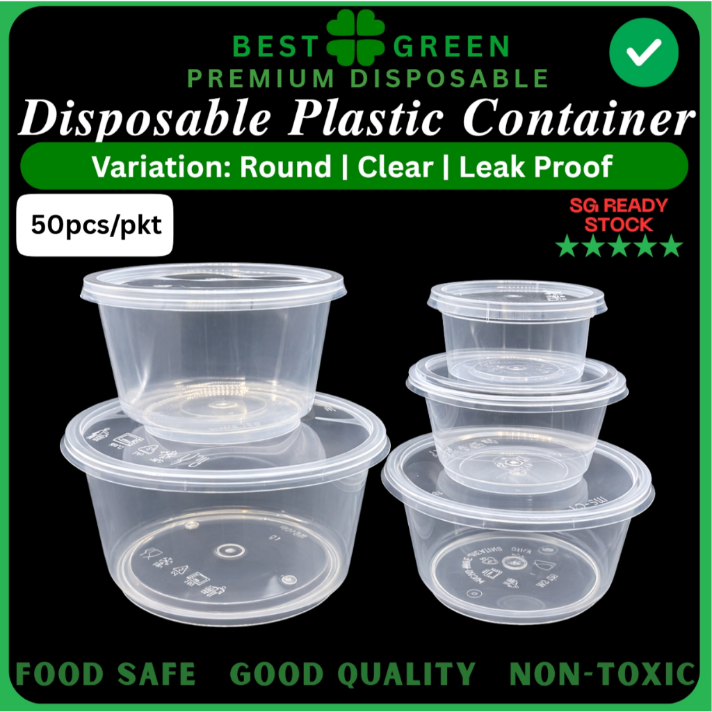 Disposable Round Plastic Container | 110ml | 180ml | 380ml | 470ml ...