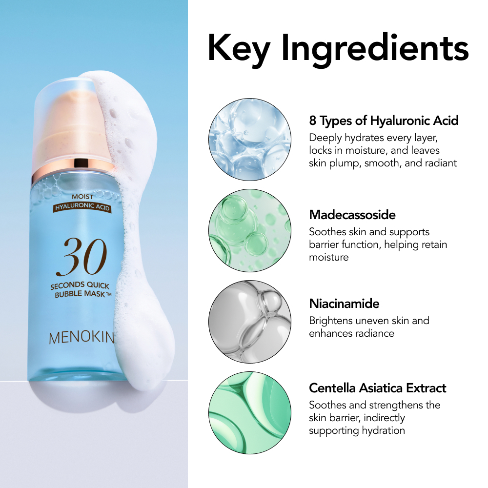 MENOKIN] 30-Sec Micro Bubble Mask 95ml (MOIST) 8 Hyaluronic Acid