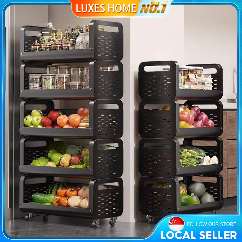 Steel Storage Rack Kitchen Organizer Rack with Wheel 5L Kitchen ...