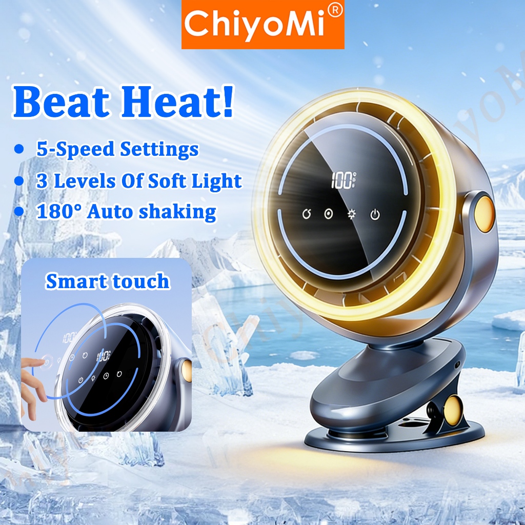 【SG Stock】Auto Rotate Fan Portable Fan Strong Wind 4000mAh Battery USB ...