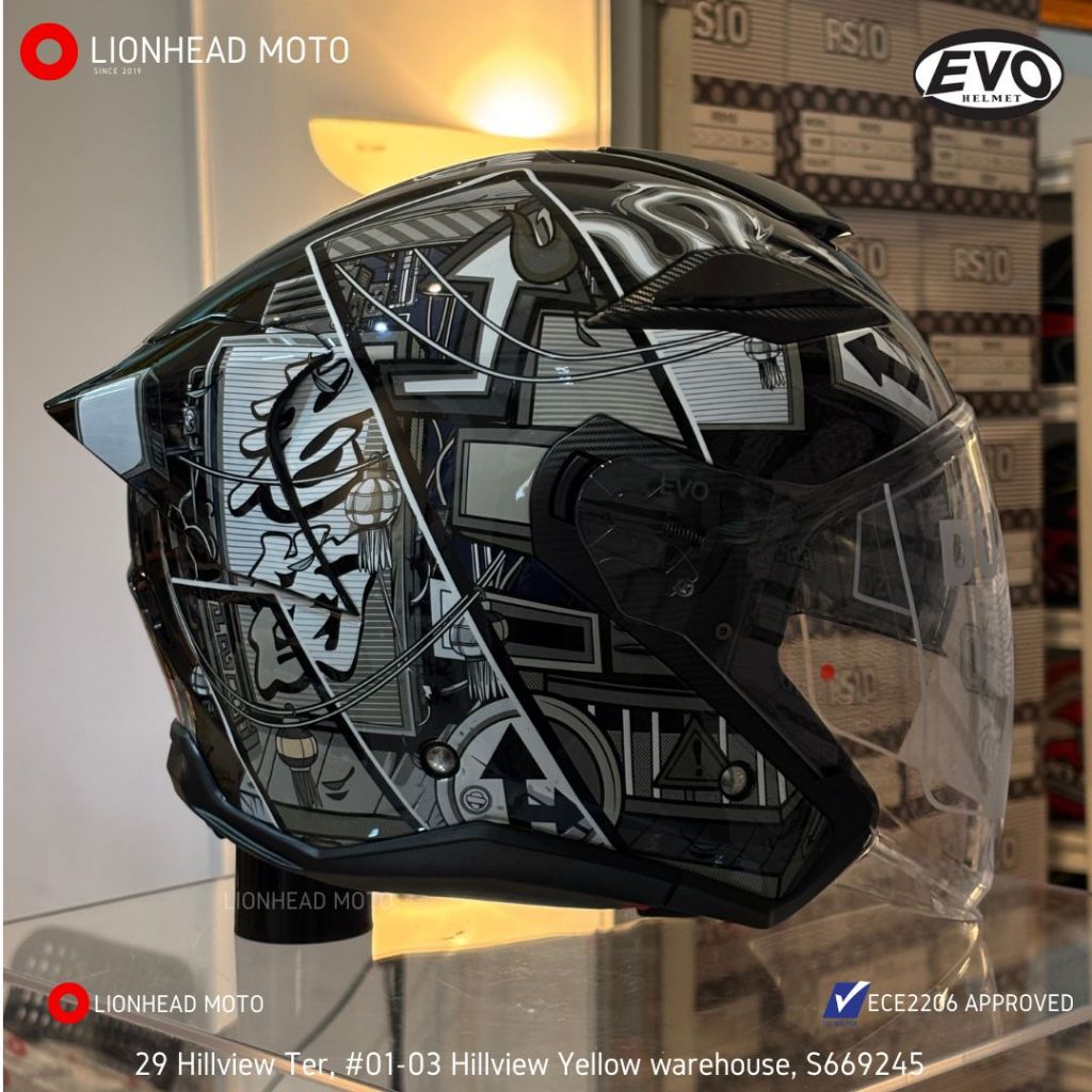 EVRIS - EVRIS✴︎over size B-3 EVO RS10 MOTORCYCLE HELMET SUNVISOR ECE 2206 APPROVED SG SELLER