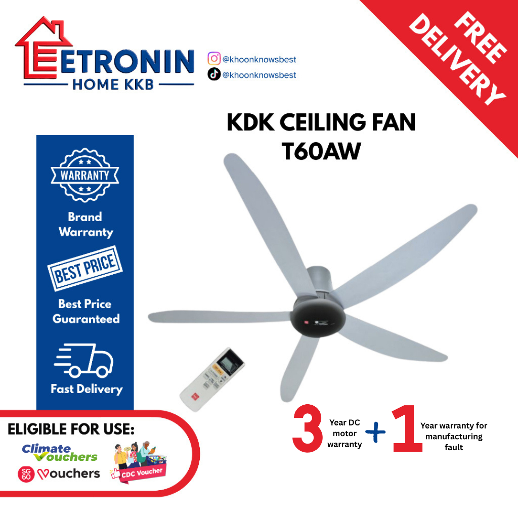 KDK T60AW 60” Ceiling Fan (No Light) *Climate Voucher Eligible ...