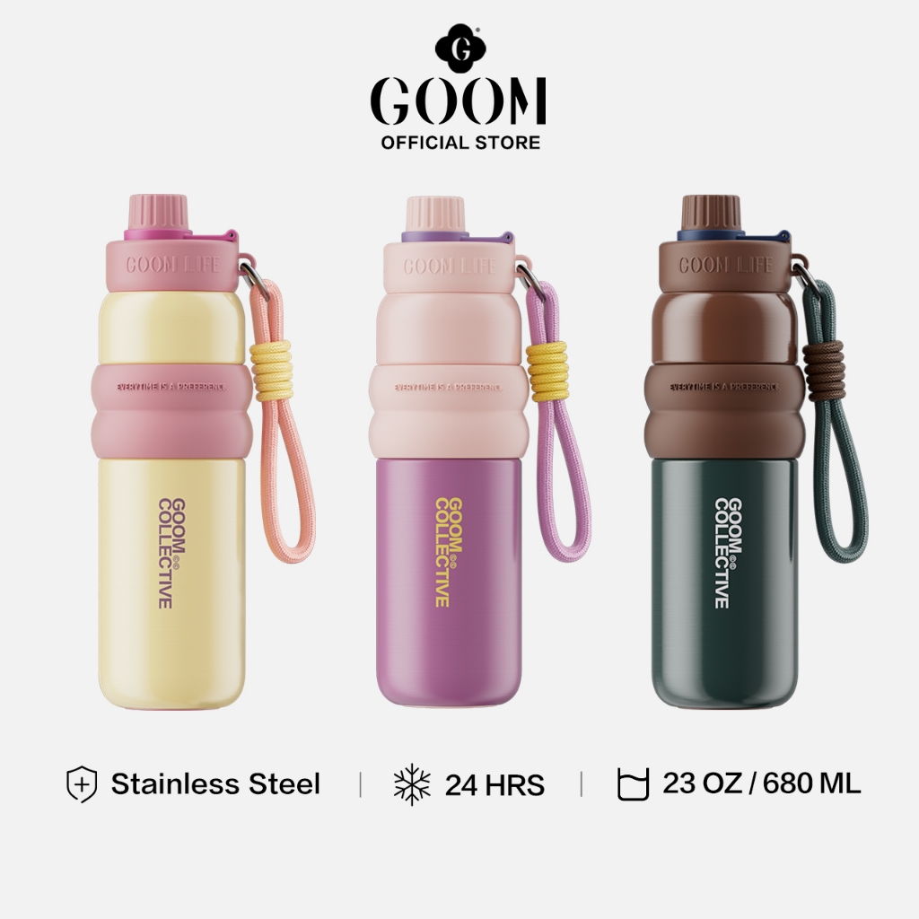 NEW] GOOM Stainless-Steel Water Bottle with Straw 23 OZ(680 ml