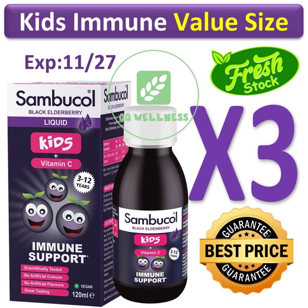 👍Sambucol Kids Black Elderberry Immune Support Liquid Vegan Immunity ...