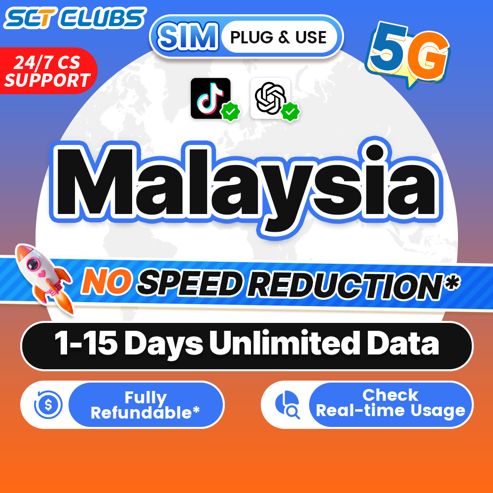 Malaysia SIM Card 5G High-Speed 1-15 Days Daily 500MB-5GB Unlimited ...