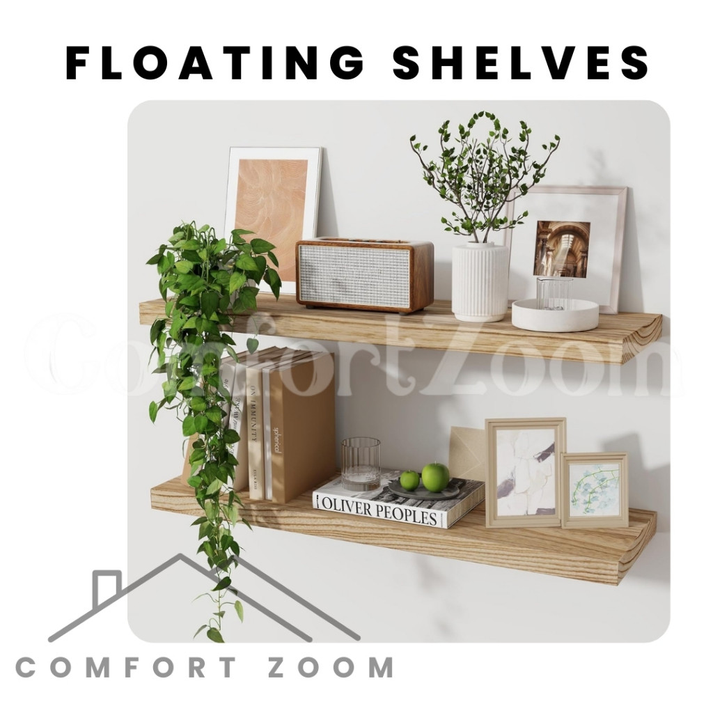 Wood Floating Shelves for Wall / Wall Shelf Set of 2 / Wall Mounted ...
