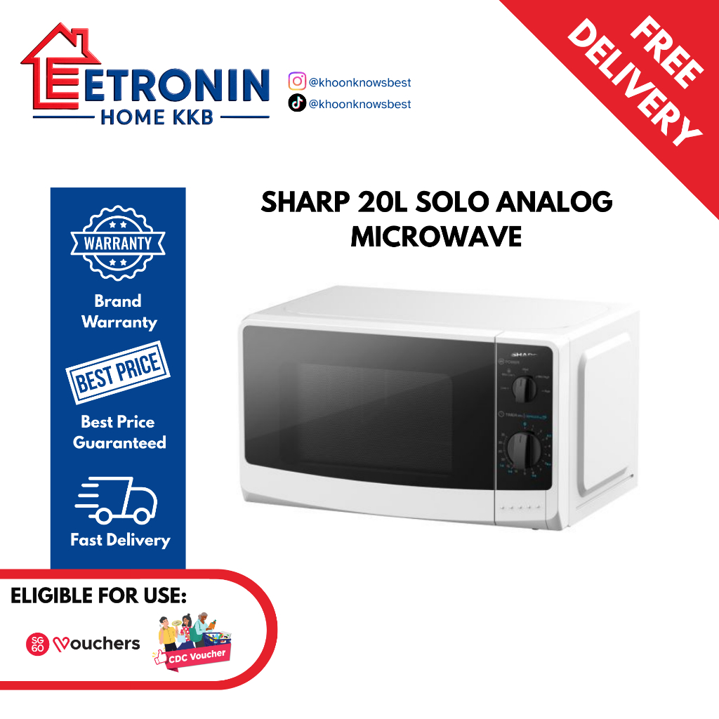 SHARP 20L Solo Analog Microwave Oven R-2201H(W) | Shopee Singapore