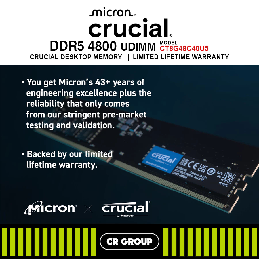 Crucial DDR5-4800 UDIMM Desktop RAM CL40 - 8GB/16GB/32GB (Limited ...