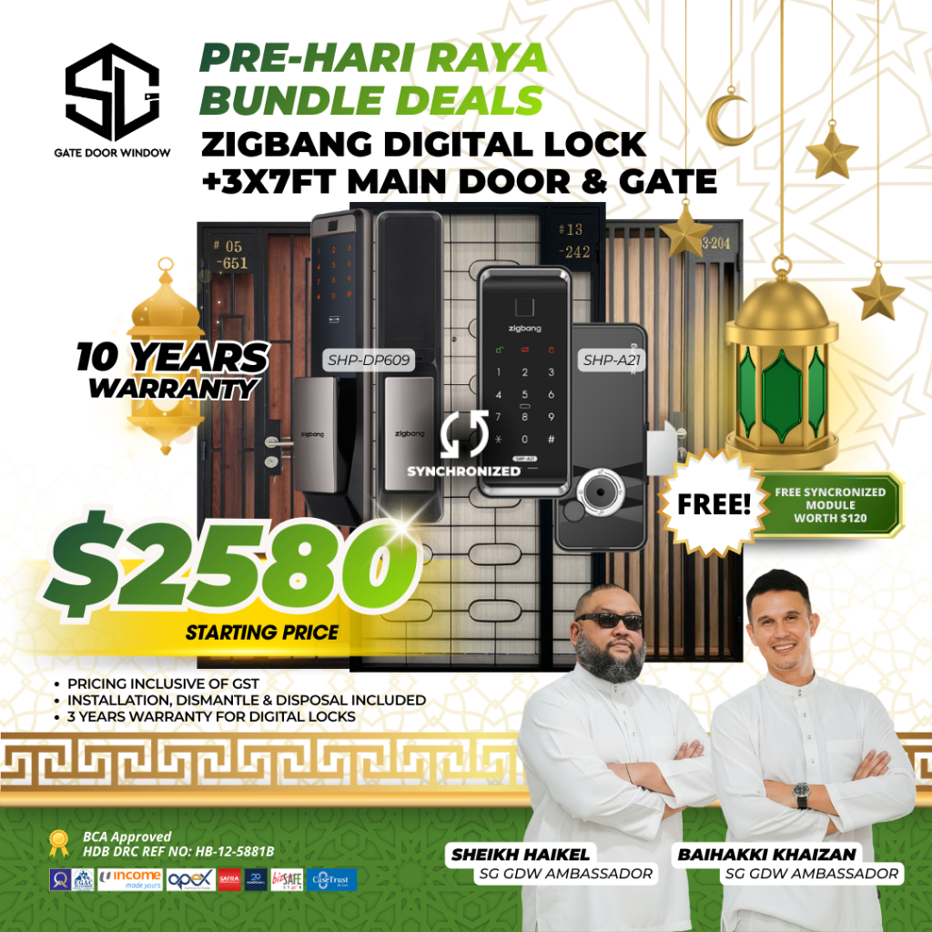 Zigbang Digital Locks (SHP-DP609 + SHP-A21) + 3x7ft Main Gate and Door ...