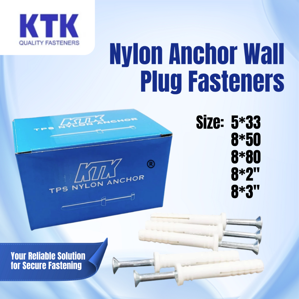 KTK Nylon Anchor Wall Plug Fasteners 5*33 | 8*50 | 8*80 | 8*2