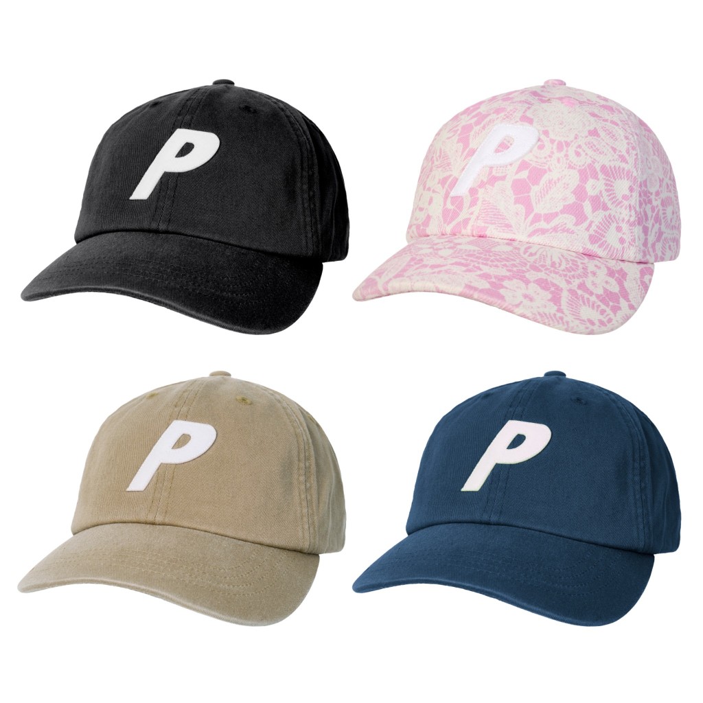Spring 2026 Palace P 6-Panel Cap Black / Denim Lace Print Pink